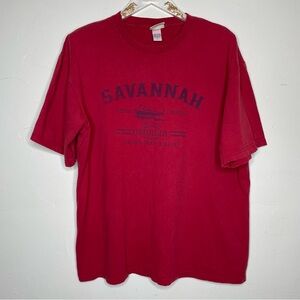 SAVANNAH GEORGIA RED SOUVENIR T SHIRT SZ L 100% COTTON